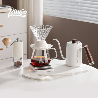 BINCOO Hand-Drip Coffee Set V60 Smart Dripper Manual Coffee Grinder and Pre-infusion Drip Filter with Glass Carafe