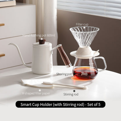 BINCOO Hand-Drip Coffee Set V60 Smart Dripper Manual Coffee Grinder and Pre-infusion Drip Filter with Glass Carafe