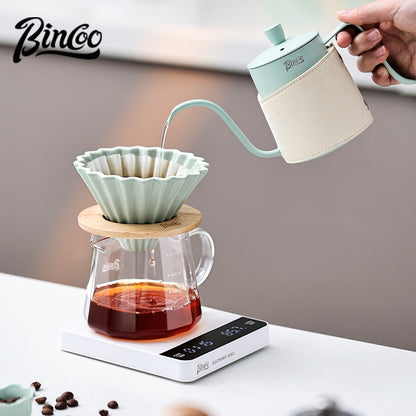 BINCOO Hand Brewed Coffee Pot Gift Set Household Hand Brewing Pot with Manual Grinder Coffee Filter Cup with Sharing Pot Set Best Gift