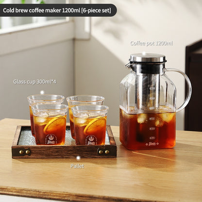 BINCOO Cold Brew Coffee Pot Home Glass Cold Water Kettle Cold Brew Fruit Tea Pot Large Capacity 1200ML