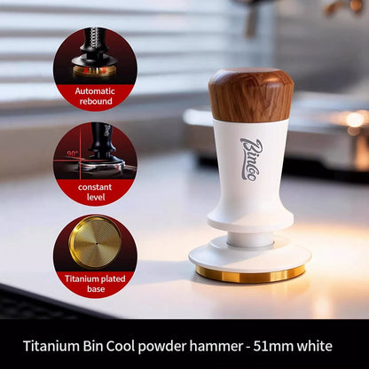 BINCOO Espresso Tamper Italian Espresso Machine Tamper Titanium-Coated Threaded Base Spring-Loaded Tamper 51MM/58MM