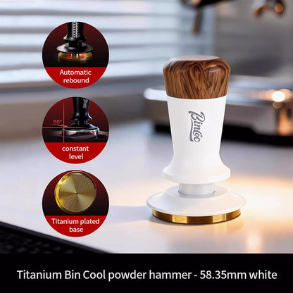 BINCOO Espresso Tamper Italian Espresso Machine Tamper Titanium-Coated Threaded Base Spring-Loaded Tamper 51MM/58MM