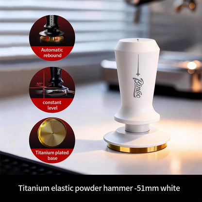 BINCOO Espresso Tamper Italian Espresso Machine Tamper Titanium-Coated Threaded Base Spring-Loaded Tamper 51MM/58MM