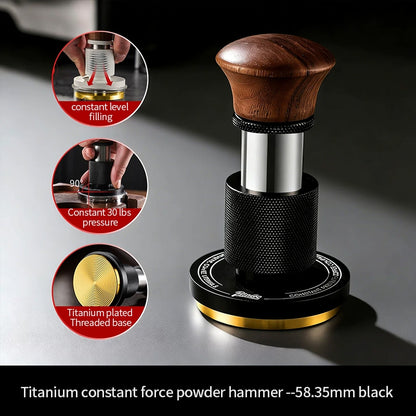 BINCOO Espresso Tamper Italian Espresso Machine Tamper Titanium-Coated Threaded Base Spring-Loaded Tamper 51MM/58MM