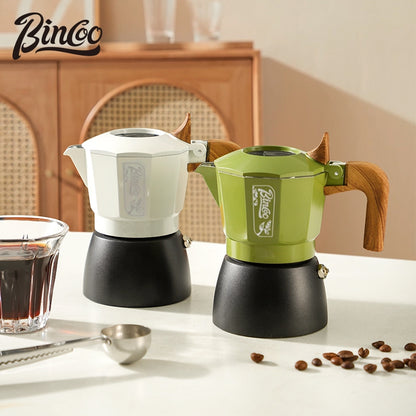 BINCOO Two-Valve Moka Pot with Grinder Set Compact Espresso Maker Set for Home Italian Machine Coffee Accessories 2Cups