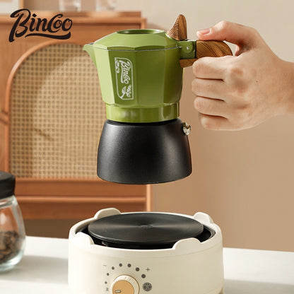 BINCOO Two-Valve Moka Pot with Grinder Set Home Espresso Maker Italian-Style Coffee Maker 2Cups