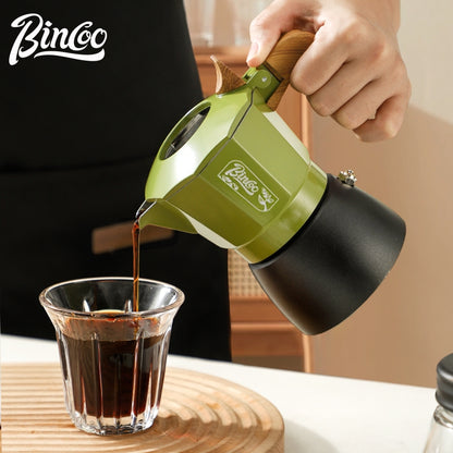 BINCOO Two-Valve Moka Pot with Grinder Set Home Espresso Maker Italian-Style Coffee Maker 2Cups