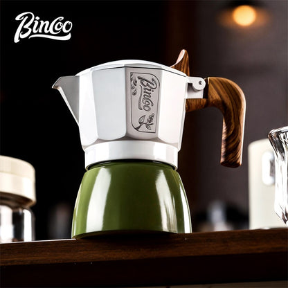 BINCOO Two-Valve Moka Pot with Grinder Set Compact Espresso Maker Set for Home Italian Machine Coffee Accessories 2Cups