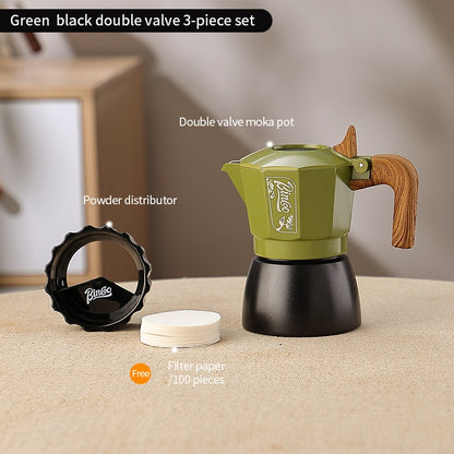 BINCOO Two-Valve Moka Pot with Grinder Set Compact Espresso Maker Set for Home Italian Machine Coffee Accessories 2Cups