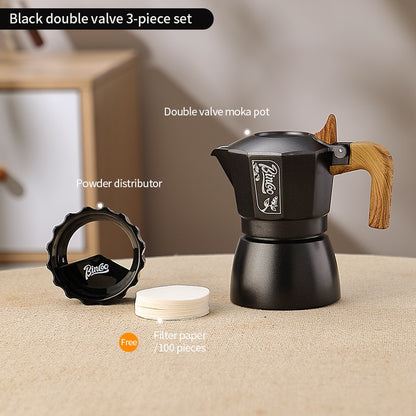 BINCOO Two-Valve Moka Pot with Grinder Set Compact Espresso Maker Set for Home Italian Machine Coffee Accessories 2Cups