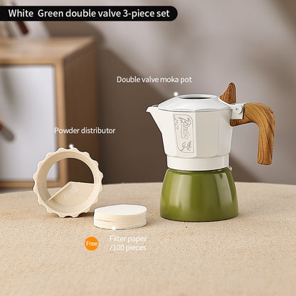 BINCOO Two-Valve Moka Pot with Grinder Set Compact Espresso Maker Set for Home Italian Machine Coffee Accessories 2Cups