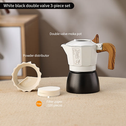 BINCOO Two-Valve Moka Pot with Grinder Set Compact Espresso Maker Set for Home Italian Machine Coffee Accessories 2Cups