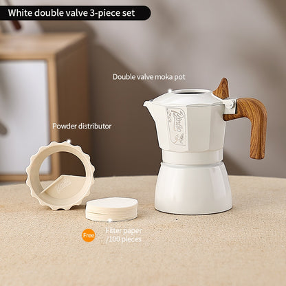BINCOO Two-Valve Moka Pot with Grinder Set Compact Espresso Maker Set for Home Italian Machine Coffee Accessories 2Cups