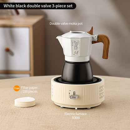 BINCOO Two-Valve Moka Pot with Grinder Set Compact Espresso Maker Set for Home Italian Machine Coffee Accessories 2Cups