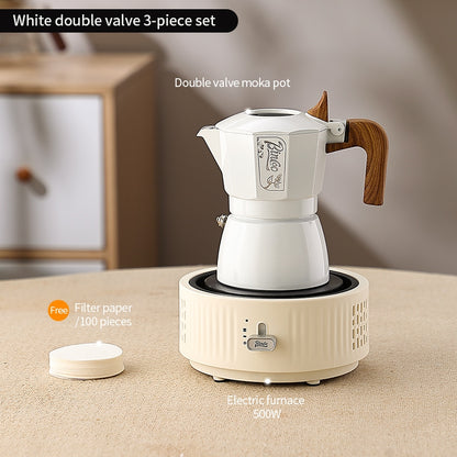 BINCOO Two-Valve Moka Pot with Grinder Set Compact Espresso Maker Set for Home Italian Machine Coffee Accessories 2Cups