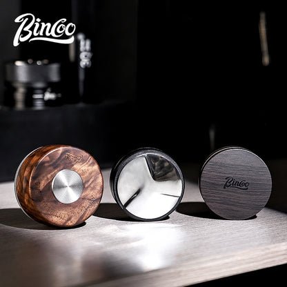 BINCOO Solid Wood Pressed Base Set Powder Distributor Pressing Hammer Italian Three-Piece Coffee Set 51MM/58MM