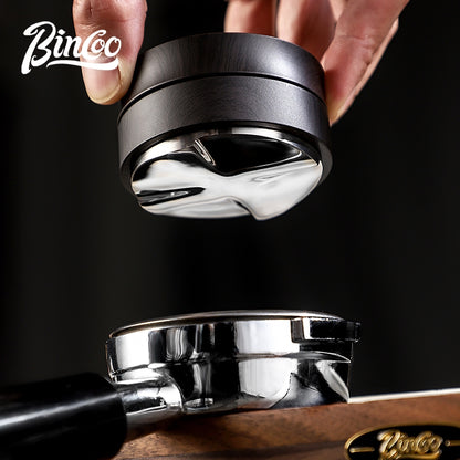 BINCOO Solid Wood Pressed Base Set Powder Distributor Pressing Hammer Italian Three-Piece Coffee Set 51MM/58MM