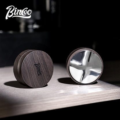 BINCOO Solid Wood Pressed Base Set Powder Distributor Pressing Hammer Italian Three-Piece Coffee Set 51MM/58MM
