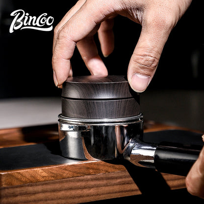 BINCOO Solid Wood Pressed Base Set Powder Distributor Pressing Hammer Italian Three-Piece Coffee Set 51MM/58MM
