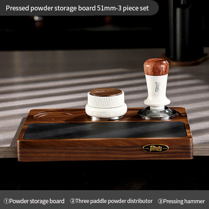 BINCOO Solid Wood Pressed Base Set Powder Distributor Pressing Hammer Italian Three-Piece Coffee Set 51MM/58MM
