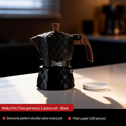 BINCOO Two-Valve Moka Pot with Electric Stove Set Home Coffee Maker with Grinder Set Espresso Machine Set for Office and Outdoor 2Cups