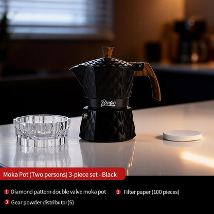 BINCOO Two-Valve Moka Pot with Electric Stove Set Home Coffee Maker with Grinder Set Espresso Machine Set for Office and Outdoor 2Cups
