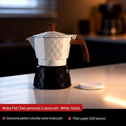 BINCOO Two-Valve Moka Pot with Electric Stove Set Home Coffee Maker with Grinder Set Espresso Machine Set for Office and Outdoor 2Cups
