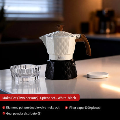 BINCOO Two-Valve Moka Pot with Electric Stove Set Home Coffee Maker with Grinder Set Espresso Machine Set for Office and Outdoor 2Cups