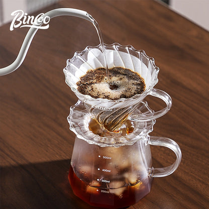BINCOO Hand-Drip Coffee Maker with Grinder Set Glass Server V60 Drip Set Coffee Accessories Complete Drip Set