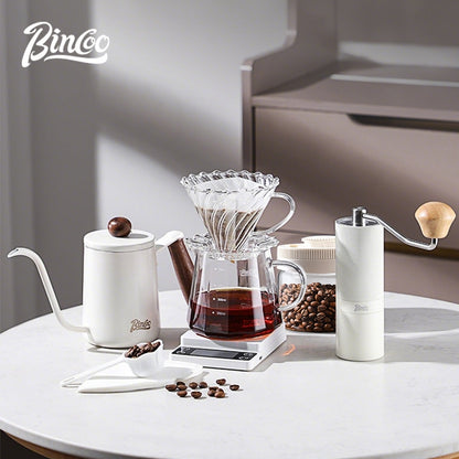 BINCOO Hand-Drip Coffee Maker with Grinder Set Glass Server V60 Drip Set Coffee Accessories Complete Drip Set