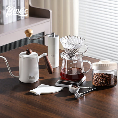 BINCOO Hand-Drip Coffee Maker with Grinder Set Glass Server V60 Drip Set Coffee Accessories Complete Drip Set
