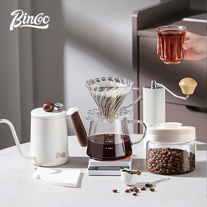 BINCOO Hand-Drip Coffee Maker with Grinder Set Glass Server V60 Drip Set Coffee Accessories Complete Drip Set