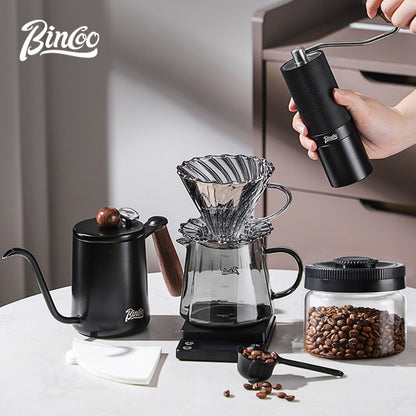 BINCOO Hand-Drip Coffee Maker with Grinder Set Glass Server V60 Drip Set Coffee Accessories Complete Drip Set