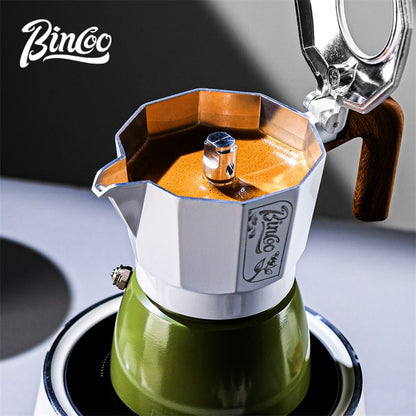 BINCOO Two-Valve Moka Pot with Grinder Set Home Espresso Maker Italian-Style Coffee Maker 2Cups