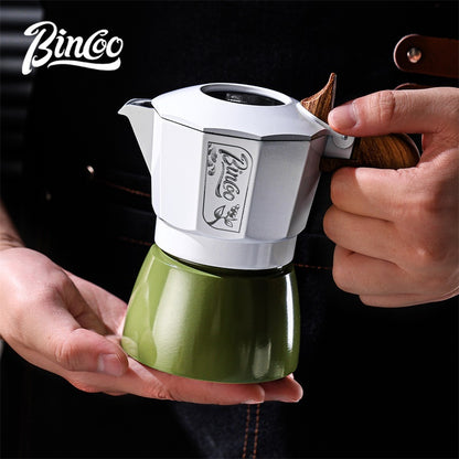 BINCOO Two-Valve Moka Pot with Grinder Set Home Espresso Maker Italian-Style Coffee Maker 2Cups