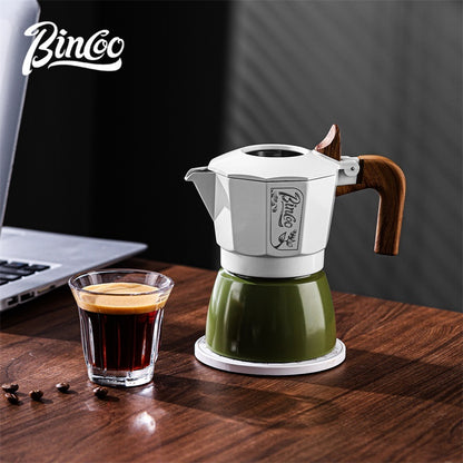 BINCOO Two-Valve Moka Pot with Grinder Set Home Espresso Maker Italian-Style Coffee Maker 2Cups