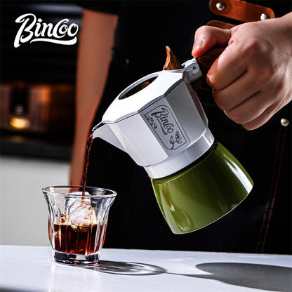 BINCOO Two-Valve Moka Pot with Grinder Set Home Espresso Maker Italian-Style Coffee Maker 2Cups