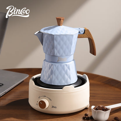 BINCOO Two-Valve Moka Pot with Electric Stove Set Home Coffee Maker with Grinder Set Espresso Machine Set for Office and Outdoor 2Cups