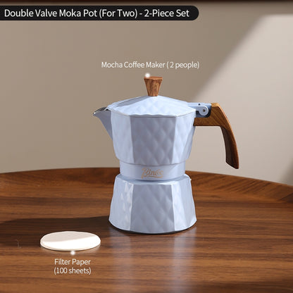 BINCOO Two-Valve Moka Pot with Electric Stove Set Home Coffee Maker with Grinder Set Espresso Machine Set for Office and Outdoor 2Cups