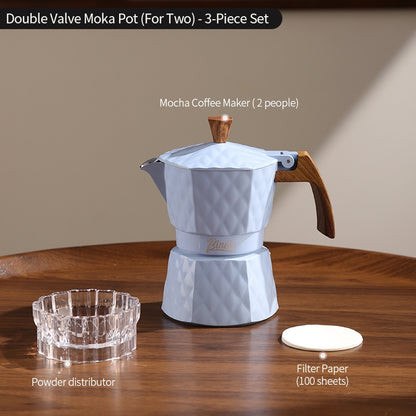 BINCOO Two-Valve Moka Pot with Electric Stove Set Home Coffee Maker with Grinder Set Espresso Machine Set for Office and Outdoor 2Cups