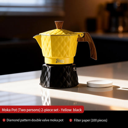 BINCOO Two-Valve Moka Pot with Electric Stove Set Home Coffee Maker with Grinder Set Espresso Machine Set for Office and Outdoor 2Cups