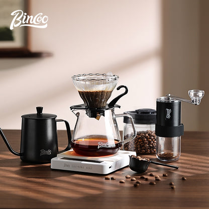 BINCOO Hand-Drip Coffee Set with Manual Grinder | Complete Home Hand-Drip Coffee Filter Set | Coffee Accessories Set