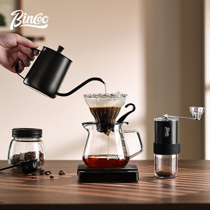 BINCOO Hand-Drip Coffee Set with Manual Grinder | Complete Home Hand-Drip Coffee Filter Set | Coffee Accessories Set