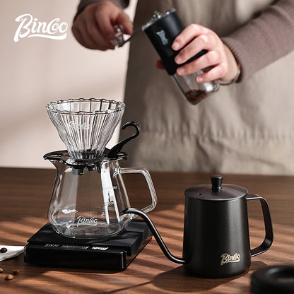 BINCOO Hand-Drip Coffee Set with Manual Grinder | Complete Home Hand-Drip Coffee Filter Set | Coffee Accessories Set