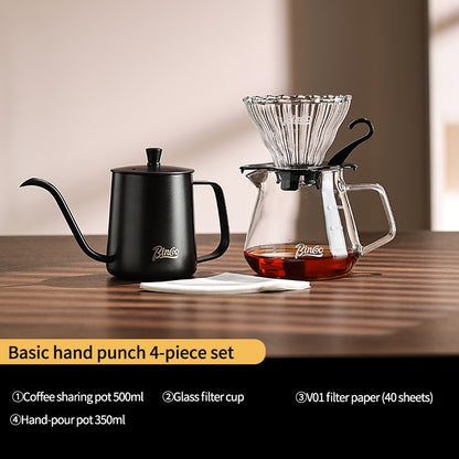BINCOO Hand-Drip Coffee Set with Manual Grinder | Complete Home Hand-Drip Coffee Filter Set | Coffee Accessories Set
