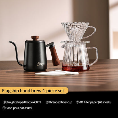 BINCOO Hand-Drip Coffee Set with Manual Grinder | Complete Home Hand-Drip Coffee Filter Set | Coffee Accessories Set