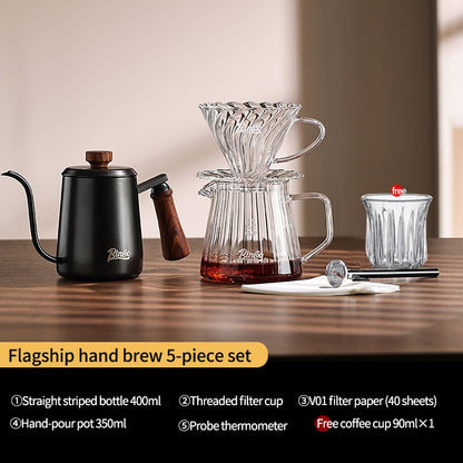 BINCOO Hand-Drip Coffee Set with Manual Grinder | Complete Home Hand-Drip Coffee Filter Set | Coffee Accessories Set