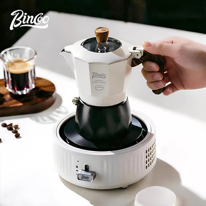 BINCOO Two-Valve Moka Pot with Electric Stove Home Coffee Maker with Grinder Set Outdoor Espresso Machine Set 2Cups