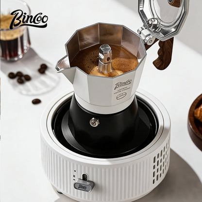 BINCOO Two-Valve Moka Pot with Electric Stove Home Coffee Maker with Grinder Set Outdoor Espresso Machine Set 2Cups