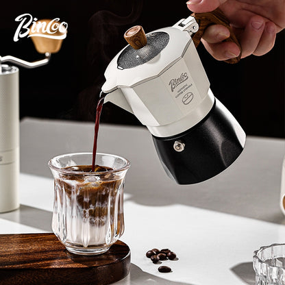 BINCOO Two-Valve Moka Pot with Electric Stove Home Coffee Maker with Grinder Set Outdoor Espresso Machine Set 2Cups